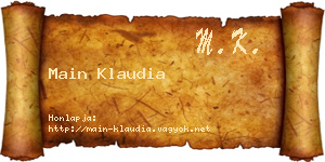 Main Klaudia névjegykártya